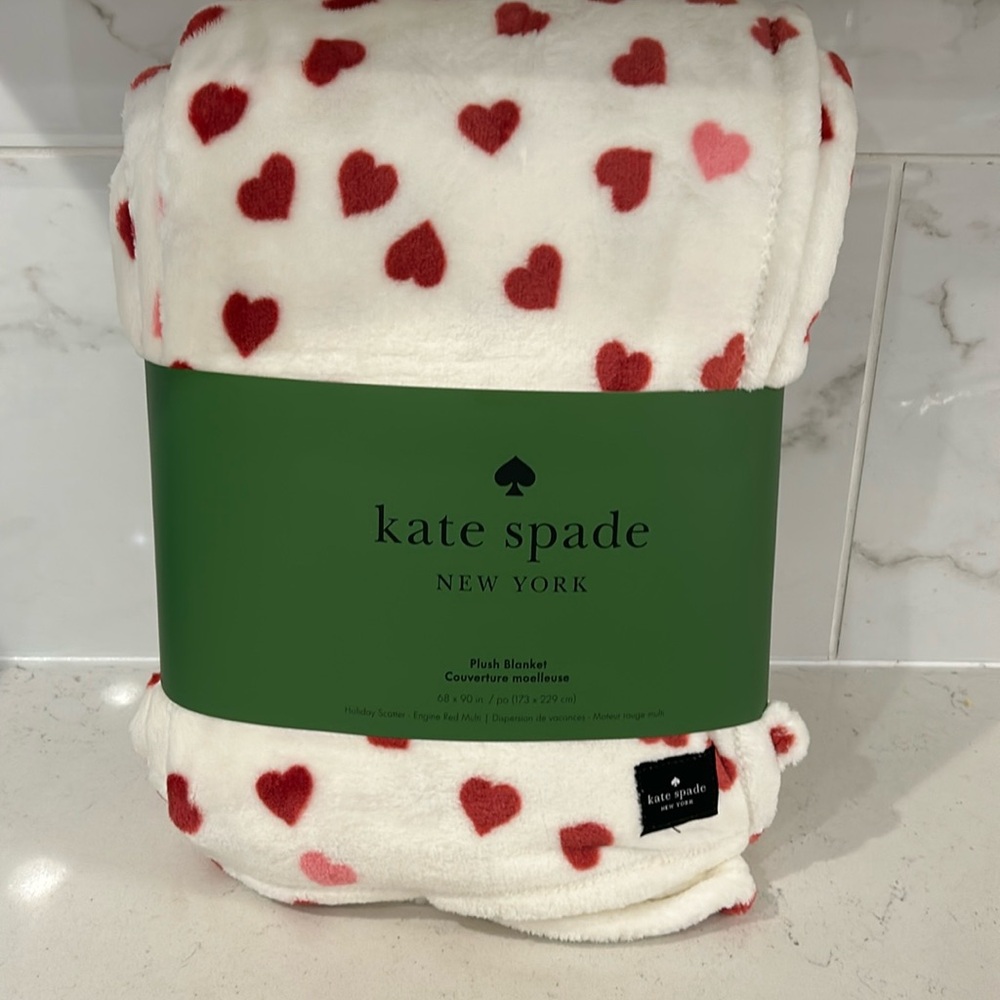Kate Spade plush blanket - HEARTS!! Hearts are  pink and red. Engagement blanket